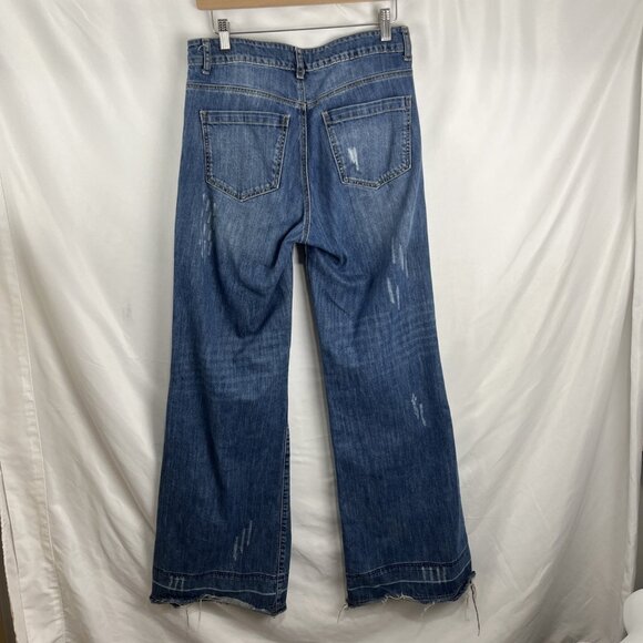 Uniq by Litz Distressed Flared Jeans Women's Size 27 - Picture 7 of 14